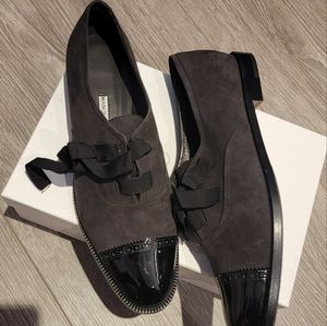 *NEW* Manolo Blahnik Andare Suede/Patent Oxford Flat